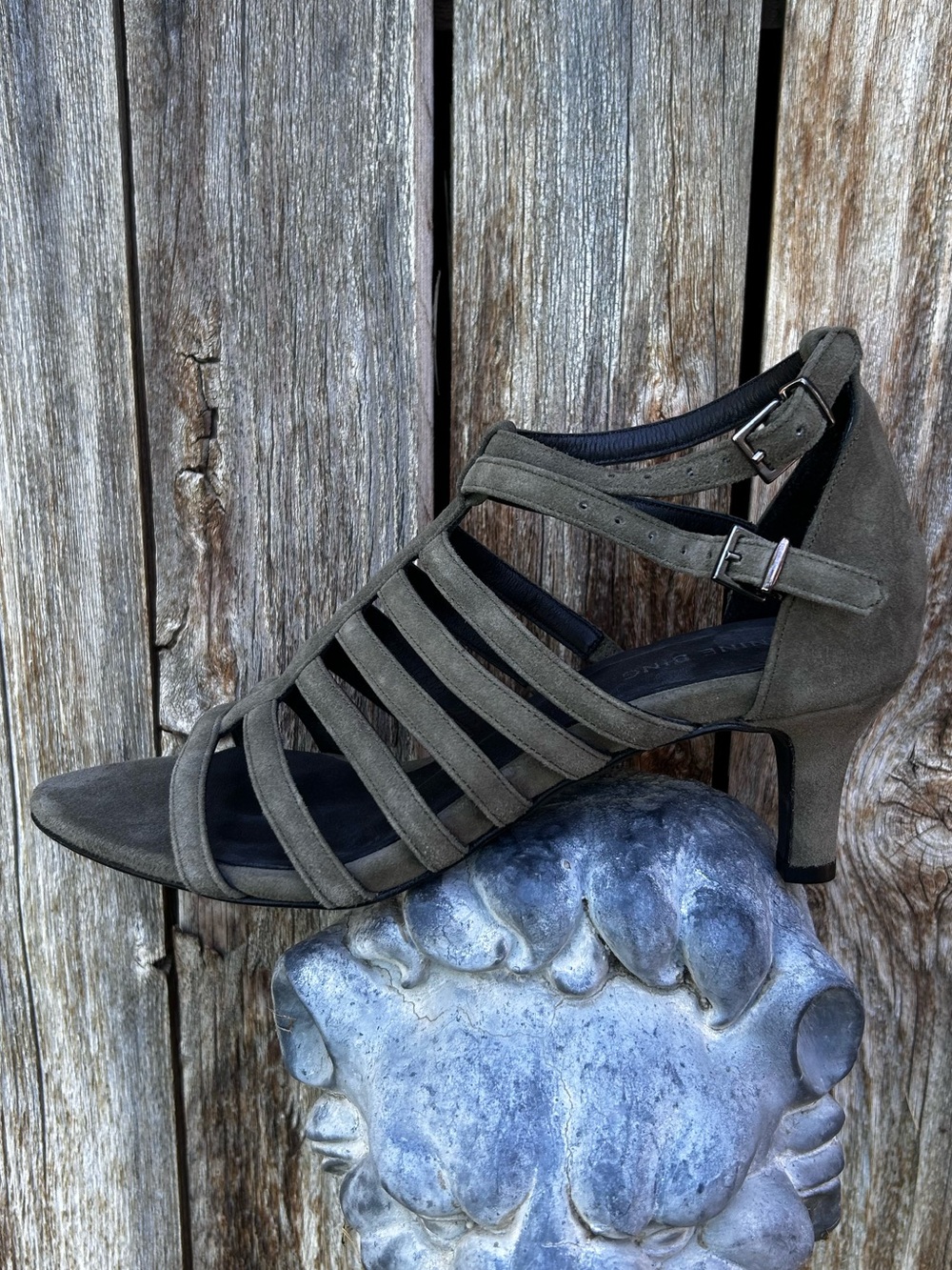New Anine Bing Strappy Sandal Suede Olive Green 36